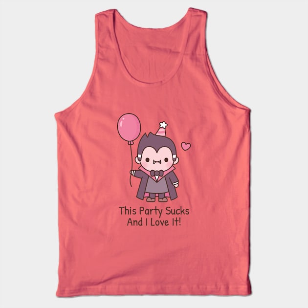 Funny Cute Vampire This Party Sucks And I Love It Tank Top by rustydoodle